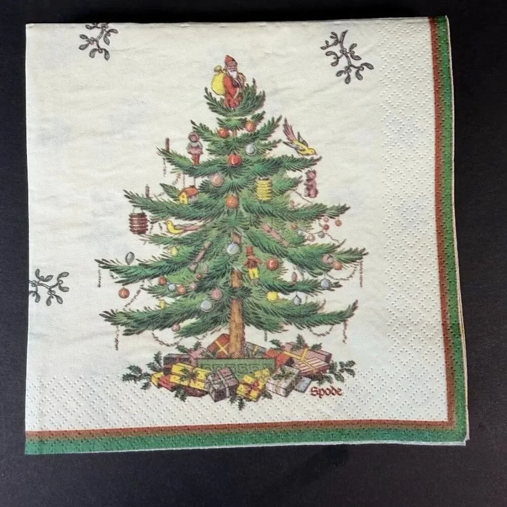 Lot of New & Open Spode Christmas Tree Paper Napkins-Beverage, Luncheon, Dinner